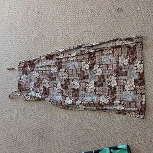 Brown Hawaiian Print Maxi Dress